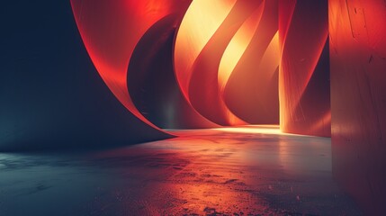 Wall Mural - abstract 3d render with line shapes and light in the background