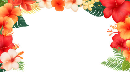 Wall Mural - digital vintage watercolor hawaiian rectangle tropical flower abstract graphic poster web page ppt b