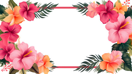 Digital vintage watercolor hawaiian rectangle tropical flower abstract graphic poster web page PPT background