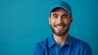 Portrait of smiling man in blue cap and polo shirt, personable and approachable appearance, Concept of active lifestyle and positive attitude