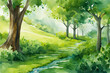 © mdabu - watercolor of green eco background illustration