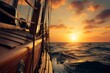 Golden Sunset View from the Deck of a Sailing Yacht