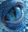 the close up of a eye of a blue lizard 