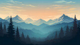 Mountain Majesty, Mountain Silhouettes, Realistic Mountains Landscape. Vector Background