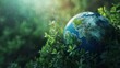 world globe planet earth background banner sustainable environment ecology nature regeneration eco friendly green energy care for nature esg concept hyper realistic 