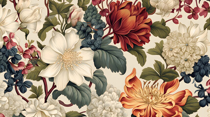 Wall Mural - digital vintage flower and florals pattern flower abstract graphic poster background