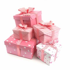 Sticker - A stack of pink boxes with hearts on them