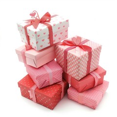 Sticker - A stack of pink boxes with hearts on them