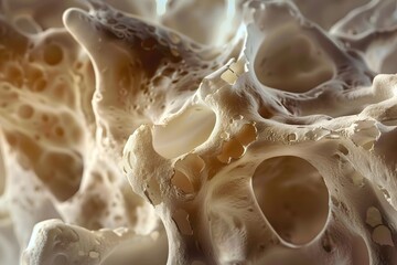 Bone structure, structure of human bone, close-up microscopic view