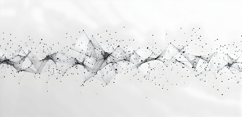 Wall Mural - Abstract black and white background with interconnected dots, lines and shapes representing the complexity of digital data flow in network connections or global communication technologies in the style