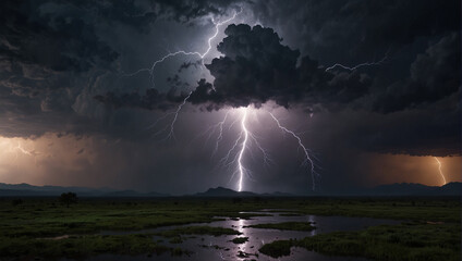 Wall Mural - storm over the lake