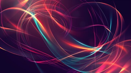 Wall Mural - abstract blurred neon tangled web glowing lines background