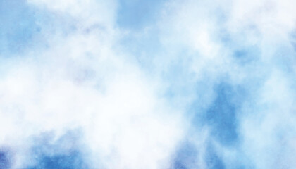 Wall Mural - Abstract Blue Watercolor Background. Blue sky and clouds. 