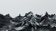 Surreal landscape of ferromagnetic liquid peaks and valleys against a clean background. Activated charcoal promotional poster.