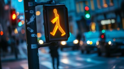 Poster - A traffic signal with a countdown timer indicating the time left for pedestrians to cross the street safely.