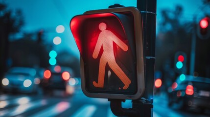 Poster - A traffic signal with a pedestrian crossing sign, indicating when it's safe for pedestrians to walk across the street.