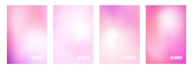 Poster - Set of light purple colored blurred abstract backgrounds. Soft color gradients for creative graphic design. Vector illustration.