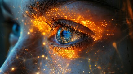 Wall Mural - nanotechnology drug delivery simulation, immersive screen glow, eye-level, targeted therapy