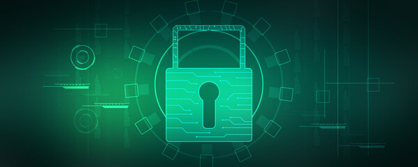 2d illustration Safety concept: Closed Padlock on digital background

