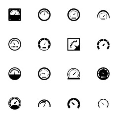 Speedometer icon - Expand to any size - Change to any colour. Perfect Flat Vector Contains such Icons as odometer, scale, pressure, speed gauge, power measurement, tachometer, indicator, tachograph.