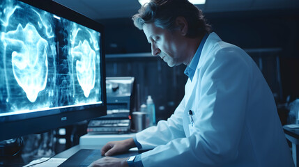 Wall Mural - A radiologist examining diagnostic images,