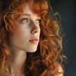© Qstock - Dreamy Redhead Woman with Freckles Gazing Away in Soft Light Portrait