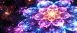 Vibrant Fractal Flower Abstract Cosmic Glow Artistic Digital Design
