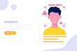 Deepfake, Deep face technology concept. Flat Vector illustration for banner, website, landing page, flyer.