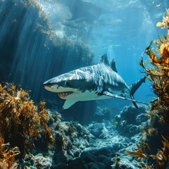 Sticker - shark in the sea