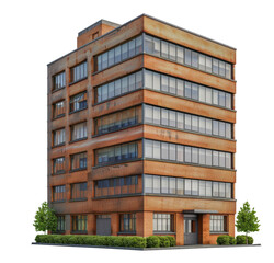 Modern residential office building, cut out - stock png.