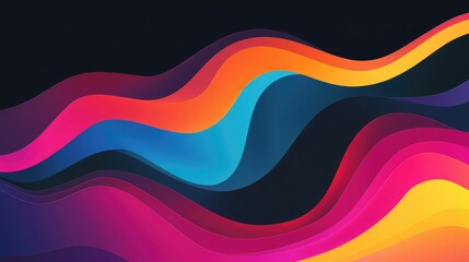 Wall Mural - black colorful abstract background wave was created with a modern and minimalist aesthetic in mind It would be perfect for a landing page or web app, and would also make a great mobile app background