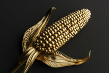 Stunning Golden Ear Of Corn In 3D On A Dark Background