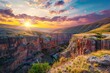 canyon view in summer. Colorful canyon landscape at sunset. nature scenery in the canyon. amazing nature background. summer landscape in nature. Tasyaran canyon travel  - generative ai