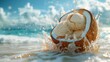 Coconut ice cream on a beach refreshing
