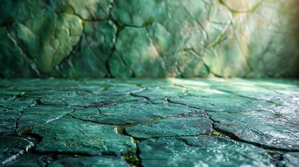 Natural Green Stone Surface Background Generative AI