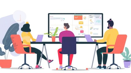 Office team collaborating on a digital project management platform