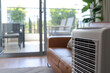 Reversible air conditioning unit capable of both cooling and heating functionalities.

