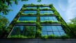 Architectural Innovation: Modern Building with Lush Vertical Gardens