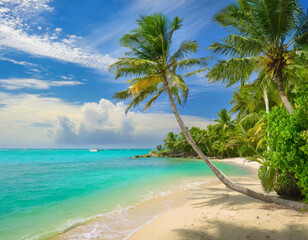 Sticker - palms on tropical beach