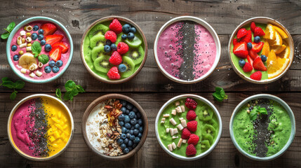 Poster - there are many different types of bowls of food on the table