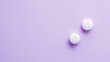 A vibrant and dynamic image featuring two pills arranged in a top view position on a light purple background, with a pop art style aesthetic. The colorful pills pop against the background