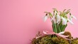 Tiny Treasures: Snowdrops Arrangement on Pink