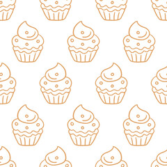 Wall Mural - Pastry, sweet bakery seamless pattern cupcakes.