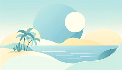 Wall Mural - very beautiful abstract beach and summer illustration, also can be cut into a banner