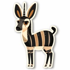 Wall Mural -   A sticker featuring an antelope with horizontal stripes on its body and a single horn atop its head