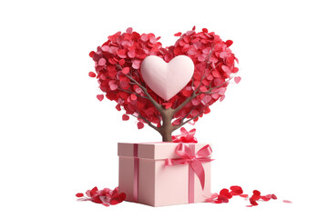 Hearts Gift: Tree of Love. On a White or Clear Surface PNG Transparent Background.