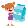 Cute Cartoon Kid Drinking Milk