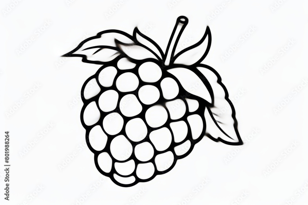 Simple black and white raspberry coloring page for children Stock Photo ...