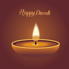 Happy Diwali Clay Diya lamps lit during Diwali, Hindu festival of lights celebration illustration