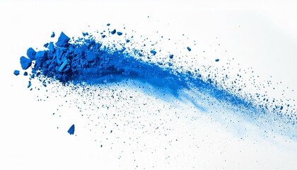 Wall Mural - blue chalk and dust flying, effect explode isolated on white background